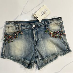 Chelsea & Violet Denim Jeweled Shorts - Sz 31 - NWT